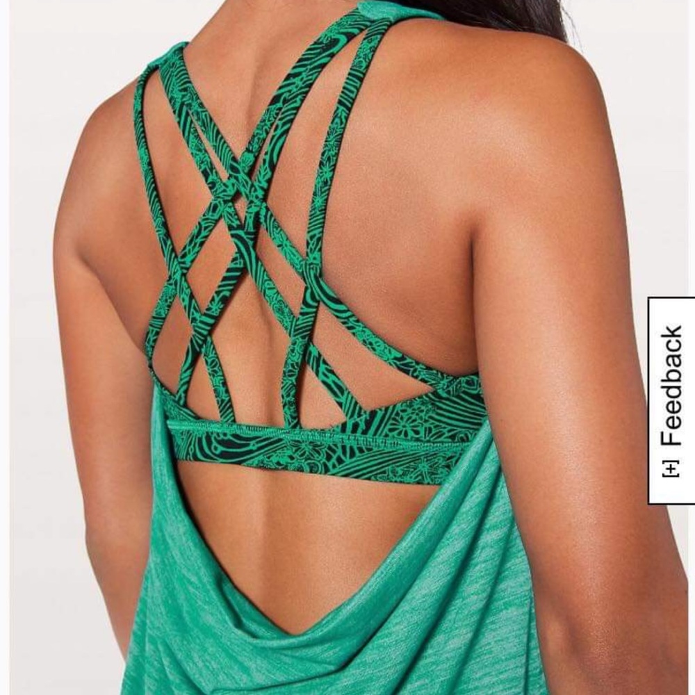 Green lululemon twofer tank built in bra size 2